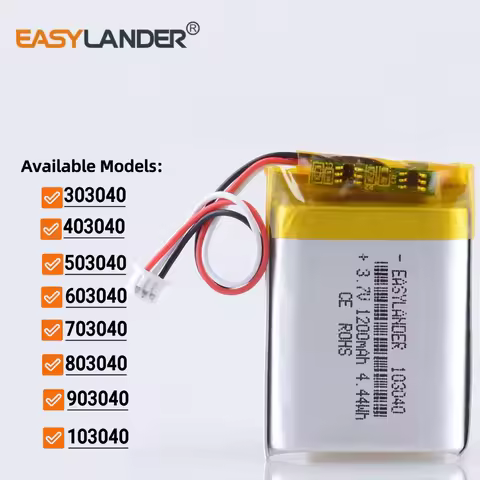JST1.25 3Pin 400~1200mAh Rechargeable Lithium Li-ion Polymer Battery 303040 403040 503040 603040 703