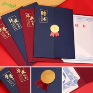 IOLINIDT Diploma Cover, Gilding Process Paper Envelope Award Certificate Holder, Three-fold Page Exq
