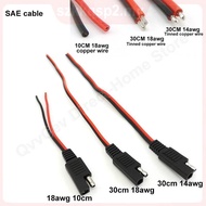 DIY SAE Power Automotive Extension Cable 18AWG 10A 14AWG 20A Female Plug 2 Pin Wire Solar Battery Wi