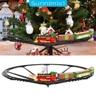[Sunnimix1] Christmas Train Set Realistic Educational Toy Under Christmas Tree with Smokes, Lights a
