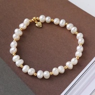 Natural Freshwater Pearl Bracelet Female ins Design Cool Style Girlfriends Sisters Bracelet