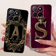 Honor X5b GFY-LX2 Cover Honor X5b Plus GFY-LX2P Case Transparent Luxury Crown A-Z Letters 2D Flat Pa