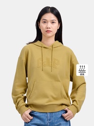 女裝|Logo小熊布章帽T-黃色