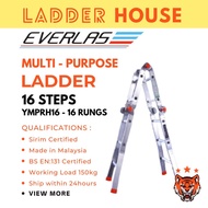 [LADDER HOUSE] EVERLAS Aluminium Multi-Purpose Ladder 16 Steps (YMPRH016)