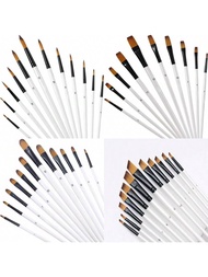 Bộ 12 cọ vẽ giải phẫu màu trắng ngọc trai, cọ lông nylon chống gỉ chuyên nghiệp, thích hợp cho màu n