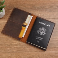 Genuine Leather Passport Holder Travel Document Organizer for Boarding Pass & Cards