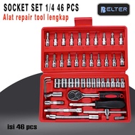 Socket Set 46 PCS Belter Socket Tool Kit Fitting Ring Set L Socket Wrench Set 1/ 4"