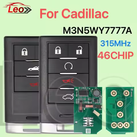 Leo M3N5WY7777A PN:25943677 315MHz ID:46CHIP Car Smart Remote Key For Cadillac 4/5 Button CTS STS SL