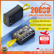 20000mAh Powerbank Mini Powerbank With Cable Super Fast Charging Mini Power Bank Transparent LED Portable Power Bank