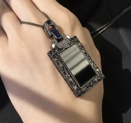 墨翠翡翠無事牌設計款項鍊 925純銀 | 天然緬甸玉A貨翡翠 | 送禮