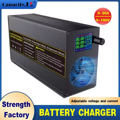 100V 96v 72v 84v Lifepo4 Charger 36v48v 24v Lithium Battery Charger 20a 40A Adjustable Current Volta
