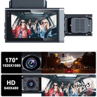 JONY Vehicle Recorder, Night Vision 3 Lens Car DVR,  APP Control Loop Recording HD Video Recorder Dr
