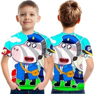 Cartoon Animation Malaysian Wolfoo Wolfoo Children's Short-sleeved Zebra 3D Printed T-shirt