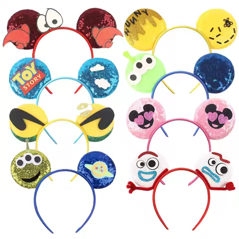 New Cute Festival Party Cosplay Mouse Ears Headband 3.3" Ears Glitter Hairband For Boys Girls DIY Ca