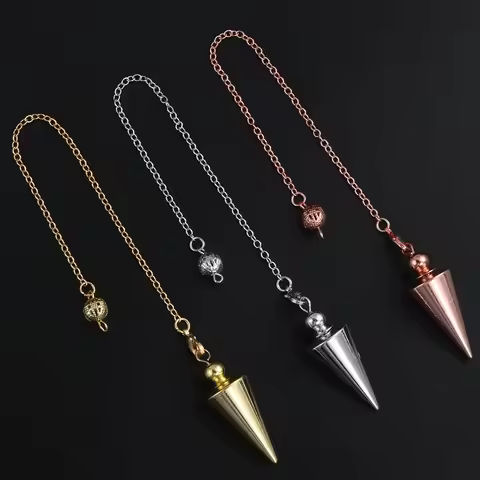 Metal Chain Cone Reiki Pendulum Pendant Healing Amulet Dowsing Gold Silver Antique Copper Fashion Je