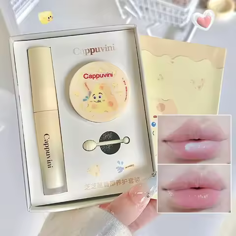 Lip Care Set Cute Cheese Honey Lip Balm Relieves Dry Moisturizing Lipgloss Cream Fades Lip Lines Wat