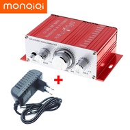 MONQIQI LVPIN Mini HiFi Stereo Amplifier Treble Bass Booster 12V 20W / LP-838 /Amplifier Power Speaker Karaoke Mic/Black