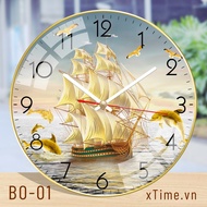 Đồng Hồ Tráng Gương Treo Tường "THUẬN BUỒM XUÔI GIÓ" In UV 5D Cao Cấp
