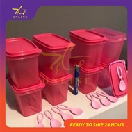 Tupperware 840ml Pink Shelf Savers with Spoon (A2907) Tepung Susu Food Container Ingredient with Sudu Spoon Bekas Set