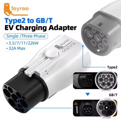 Feyree Type 2 (IEC 62196-2) to GB/T Charging Adapter Converter | Supports 16A & 32A | Safe & Compati