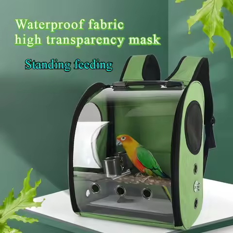 Transparent Parrot Pet Out Backpack Oxford Cloth Cat Myna Black Phoenix Bird Cage Food Cup Pet Bird 