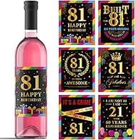 81st Birthday Wine Labels - Wine Bottle Stickers Birthday Supplies for 81 Years Old Happy Birthday P