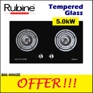 Rubine 5.0kW RGH-VISTA2B-BL / Butterfly BG-2E Built in Gas Cooker Glass HOB STOVE 2 Burner - Cast Iron RGH-VISTA2B