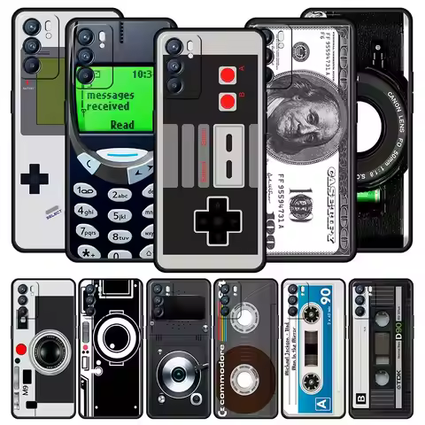 Vintage Tape Camera Gameboy For Oppo A54 Case Reno7 SE Reno6 Pro Plus 5G Find X5 A53 A52 A9 2020 A95