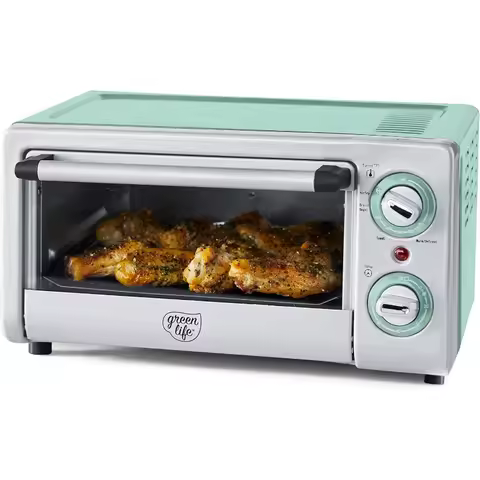 Countertop Toaster Oven Air Fryer Stainless Steel, Healthy Ceramic Nonstick, PFAS and PFOA-Free, Adj