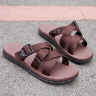 New [Ready Stock] Teva Sandals Men Slippers Vintage Cross Black Sandals Breathable Anti-Slip Sandals Korean Style LPOB