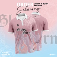 【GLOW FLAME】 Pink Retro Jersey Viral Murah Collar Unisex Sublimation 2023 T Shirt Short Sleeve Lelaki Perempuan Kanak Kanak Baju Raya Jersi Oversize Football Ready Stock