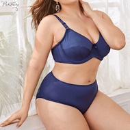 PARIFAIRY wire bra panties set seamless panties plus size bra set 36D 38D 40D 42D 44D 46D-3980#Set