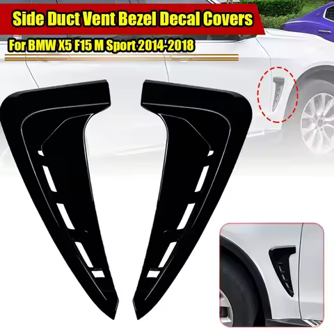 Car Front Side Fender Air Vent Cover For BMW X5 F15 M-Sport 2014-2018 Glossy Black ABS Shark Gilles 