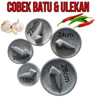 Original Gesek Cobek Batu Lava Gudung Berapi / Stone Cobek +Ulekan / Lesung Batu Cobek