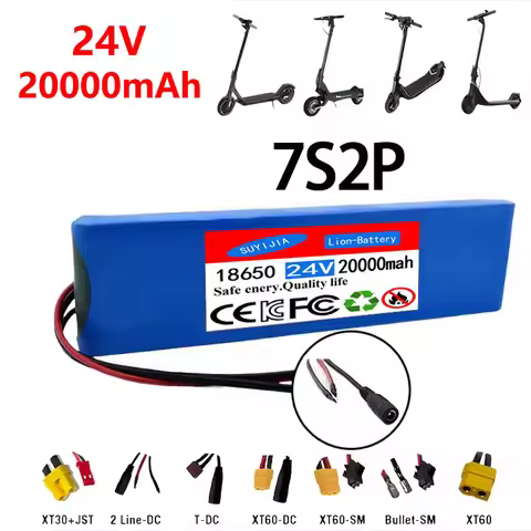 Batterie Lithium-ion 18650 7S2P 20000mAh, 29.4V, 20 Ah, BMS Avec Chargeur, Prises Multiples En Optio
