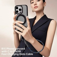 ROCK R15 Wrist Lanyard & Type C to C 60W Fast Charging Data 2 in 1 Cable (30CM)