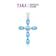 TAKA Jewellery Azure Grace Blue Topaz Cross Pendant 9K Gold