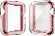 Julk [2-Pack] Case for Apple Watch Series 5 / Series 4 Screen Protector 40mm, 2019 New iWatch Overall Protective Case TPU HD Ultra-Thin Cover for Series 5/4 (1 Rose Pink+1 Transparent)