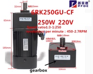 6RK250GU-CF 250W มอเตอร์เกียร์ AC 220V เกียร์ย้อนกลับได้ตัวแปรความเร็วมอเตอร์1:3K-1:250K 450-2.7RPM