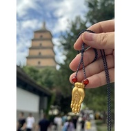 Chinese Style Ancient Method Buddha Palm Pendant Braided Blue Rope Necklace All-Match Trendy Men Wom