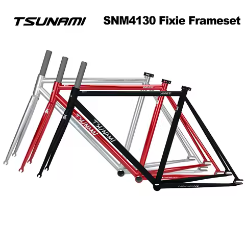 Tsunami SNM4130 Chromoly Fixed Gear Bike Frame Set 700C 52/55/58CM Black/Red/Silver