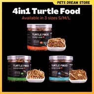4in1 Turtle Food 450ml Turtle Pellets+Dried Krill+Dried Mealworm+Dried Fish Aquatic Turtle Food Trea