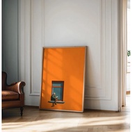 Orange Minimalist Canvas Print Poster, Wall Decor for Book Lovers, Dopamine Decor, Modern Room Decor