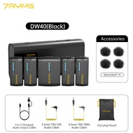 Mini Wireless Lavalier Microphone 7RYMS iRay DW40 Four-Channel 2.4G Wireless Clip on Mic with Chargi