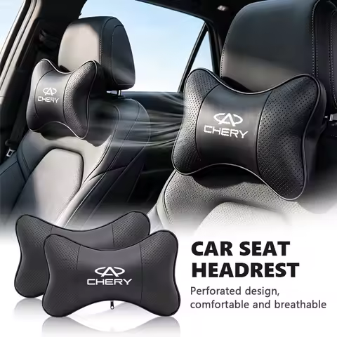 For Chery PU Leather Car Seat Headrest Neck Pillow Universal Auto Cushion TIGGO Eastar Elara IQ 2 7 