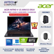 Acer Nitro V 15 ANV15-52-5914 15.6" FHD 165Hz Gaming Laptop (NVIDIA® GeForce RTX™ 4050, C5-210H, 16G