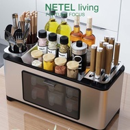 ◙►Netel Kitchen Organizer Rack Cutlery Tube 304 Stainless Steel Rack Multifunctional Seasoning Rack