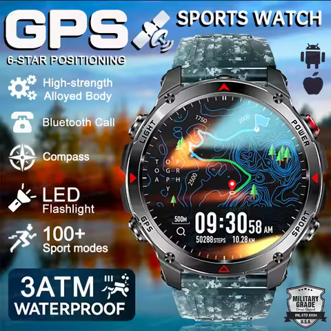 2025 New Six Star GPS T-Rex 3 Smart Watch Outdoor RIDE Run Compass Altimeter LED Flashlight 3ATM Wat