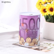 [Brightbiu] Tinplate Cylinder Piggy Bank Euro Dollar Picture Box Household Saving Money Box Boutique