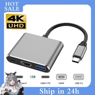 USB Port to HDMI Adapter Type C HUB OTG 3-IN-1 4K HDMI Support for Laptops Tablet
